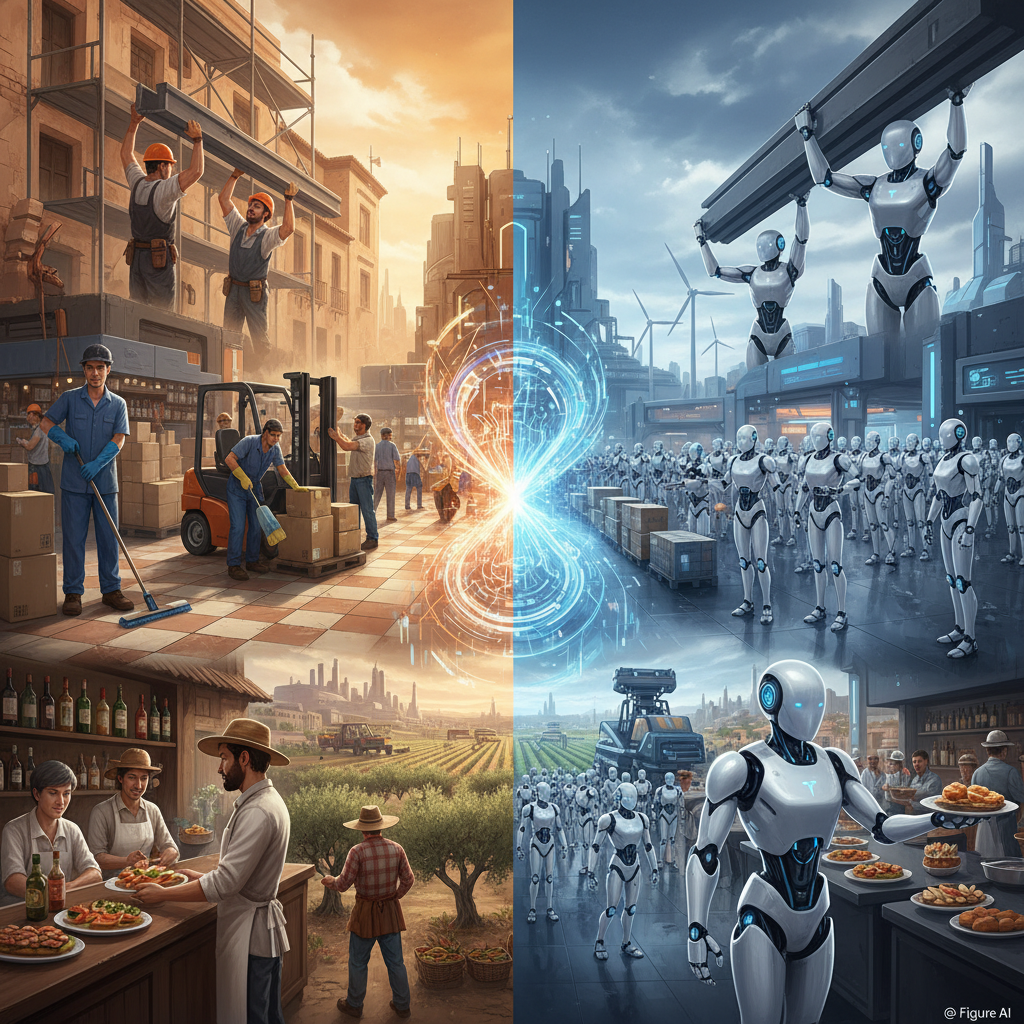 Transformación del trabajo manual por humanoides en España